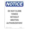 Signmission Safety Sign, OSHA Notice, 18" Height, Do Not Climb Tower Without Written Sign, Portrait OS-NS-D-1218-V-11126 - alternate 1